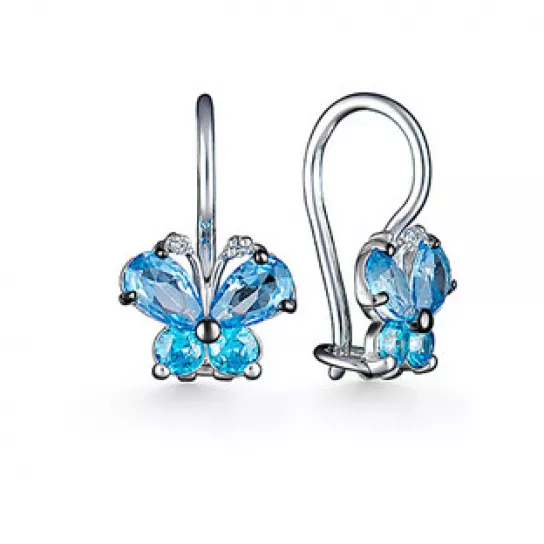 Серьги детские с фианитом из серебра