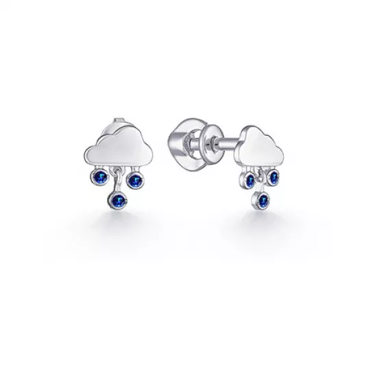 Пусеты с фианитом из серебра