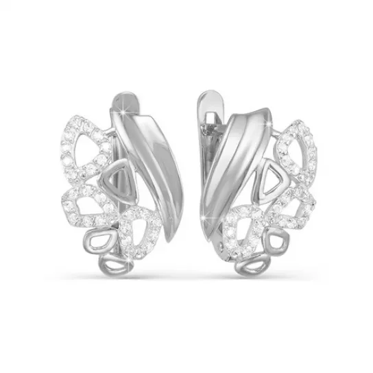 Серьги с фианитом из серебра