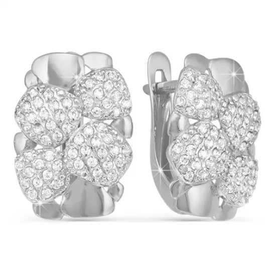 Серьги с фианитом из серебра