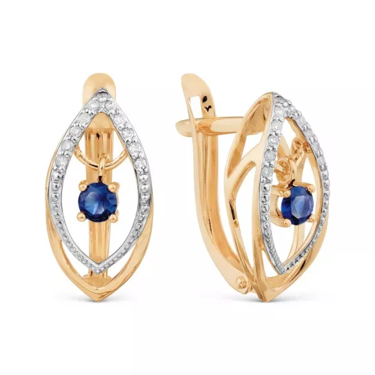 Серьги с бриллиантами с сапфиром из золота