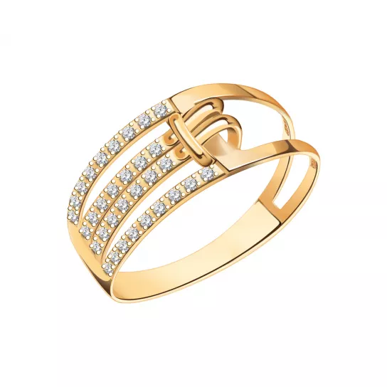 Кольцо с фианитом из золота