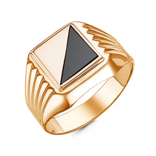 Кольцо-печатка с фианитом из золота