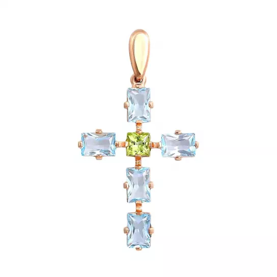 Подвеска с топазом и хризолитом из золота