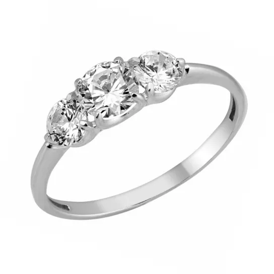 Кольцо с фианитом из серебра