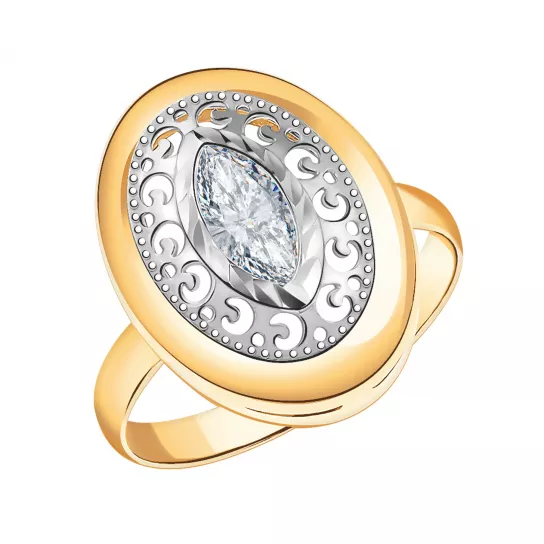 Кольцо с фианитом из золота