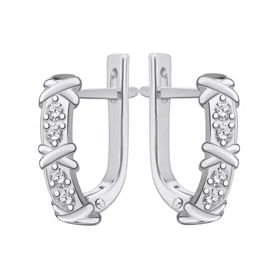 Серьги с фианитом из серебра