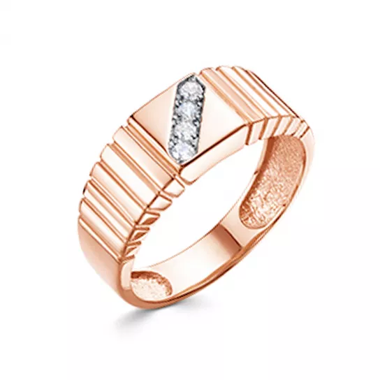 Кольцо-печатка с фианитом из золота