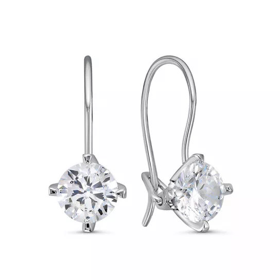 Серьги с фианитом из серебра