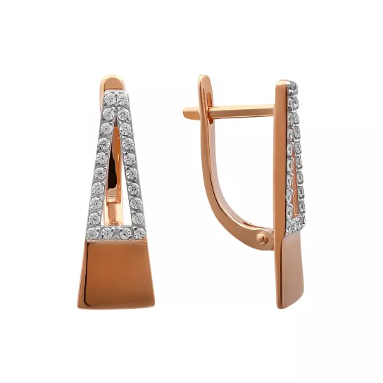 Серьги с фианитом из золота