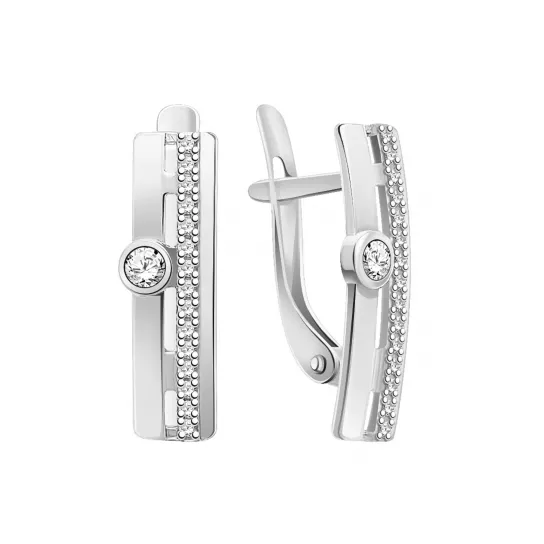 Серьги с фианитом из серебра