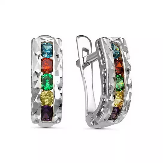 Серьги с фианитом из серебра