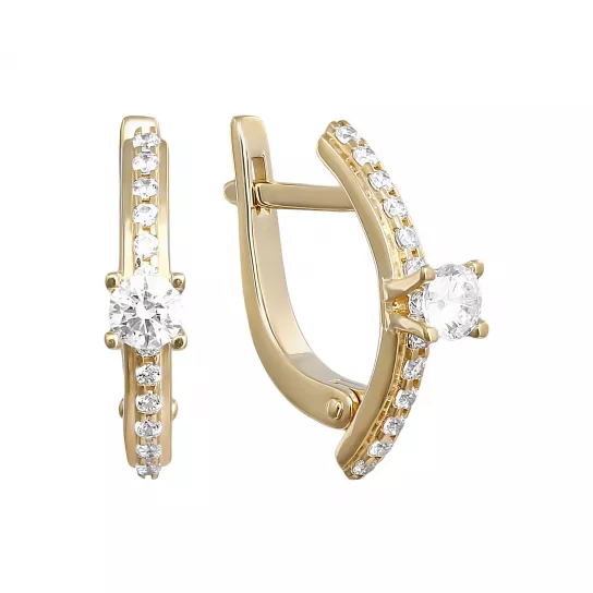 Серьги с фианитом из золота