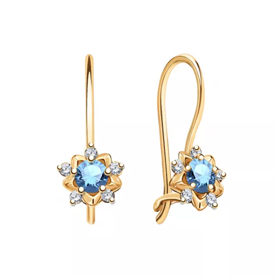 Серьги детские с фианитом из золота