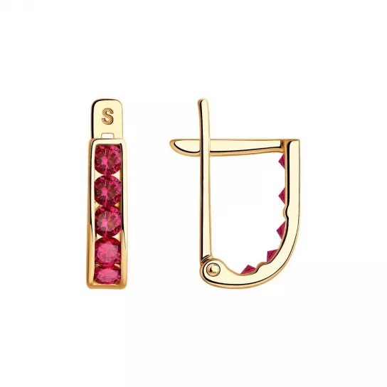 Серьги детские с фианитом из золота