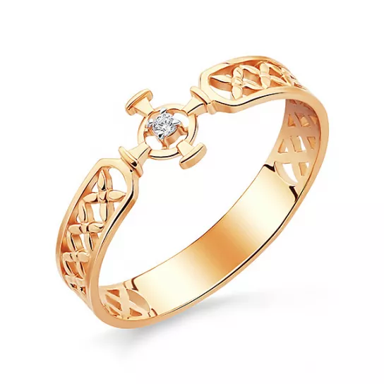 Кольцо с фианитом из золота