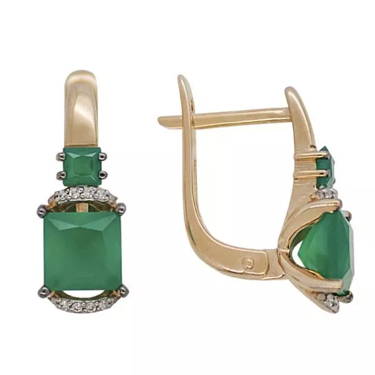 Серьги с бриллиантами с агатом из золота