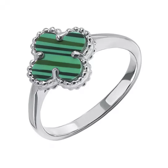 Кольцо с малахитом из серебра
