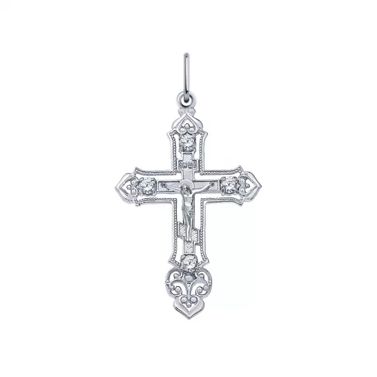 Крест с фианитом из серебра