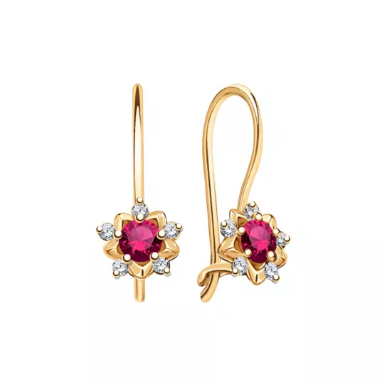 Серьги детские с фианитом из золота