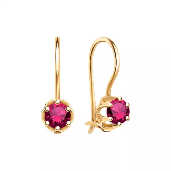 Серьги детские с фианитом из золота