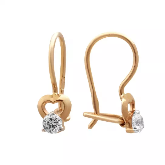 Серьги детские с фианитом из золота