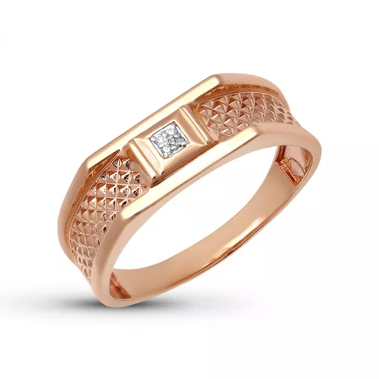 Кольцо-печатка с фианитом из золота