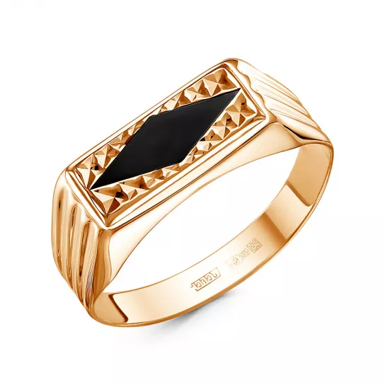 Кольцо-печатка с фианитом из золота