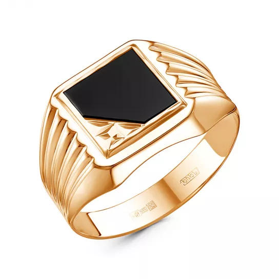 Кольцо-печатка с фианитом из золота