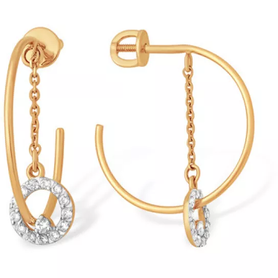 Пусеты с фианитом из золота