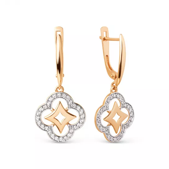 Серьги с фианитом из золота