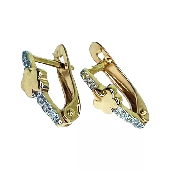 Серьги детские с фианитом из золота