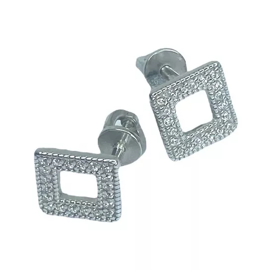 Серьги с фианитом из серебра