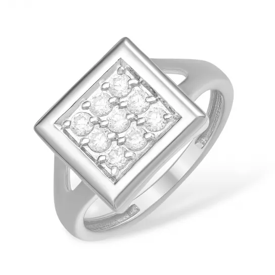 Кольцо с фианитом из серебра