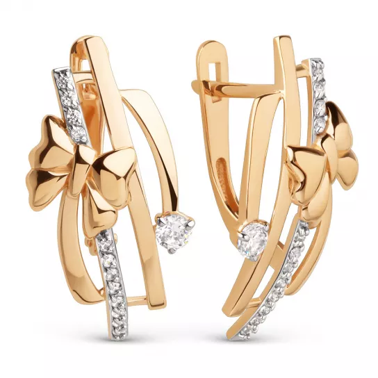 Серьги с фианитом из золота