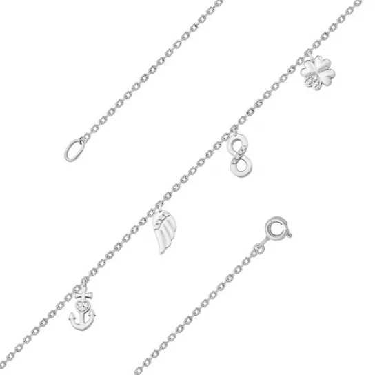 Браслет с фианитом из серебра