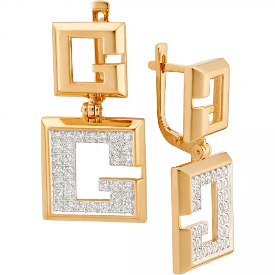 Серьги с фианитом из золота