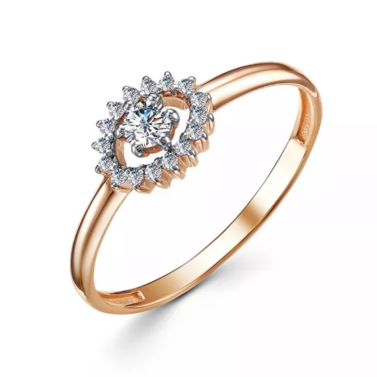 Кольцо с фианитом из золота