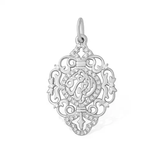 Подвеска мусульманская с фианитом из серебра