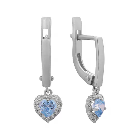 Серьги детские с фианитом из серебра