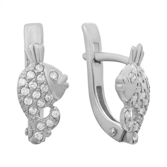 Серьги с фианитом из серебра