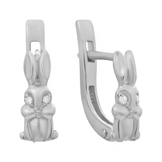 Серьги детские с фианитом из серебра