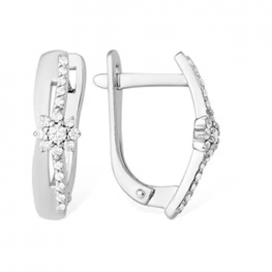 Серьги с фианитом из серебра