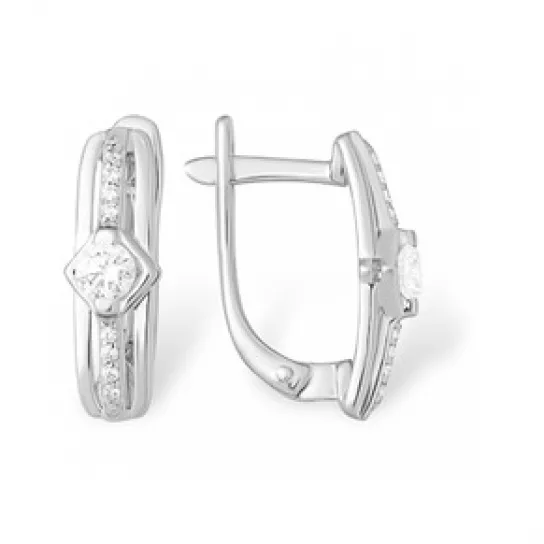 Серьги с фианитом из серебра